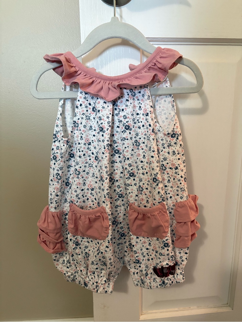 Pink Millie Jay Ruffle Baby Romper